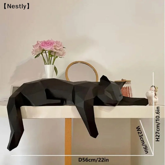 Geometric Cat Statue-Modern Room Decor