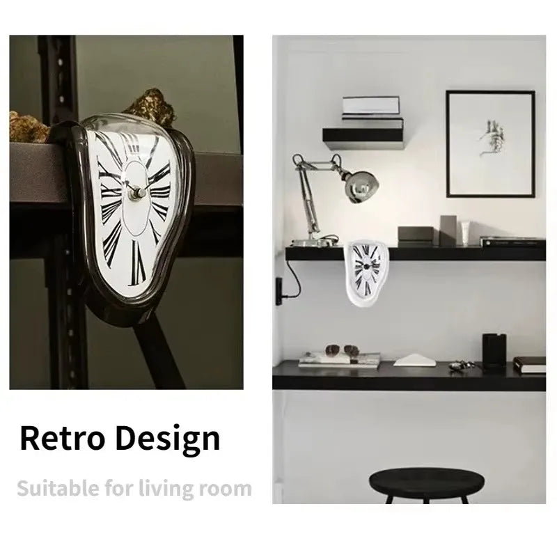 Melting Clock Melted Clock Gift Decor Art Inspired Wall Clock Twisted Shelf Hanging Surrealist for Decorative Shop Office Home