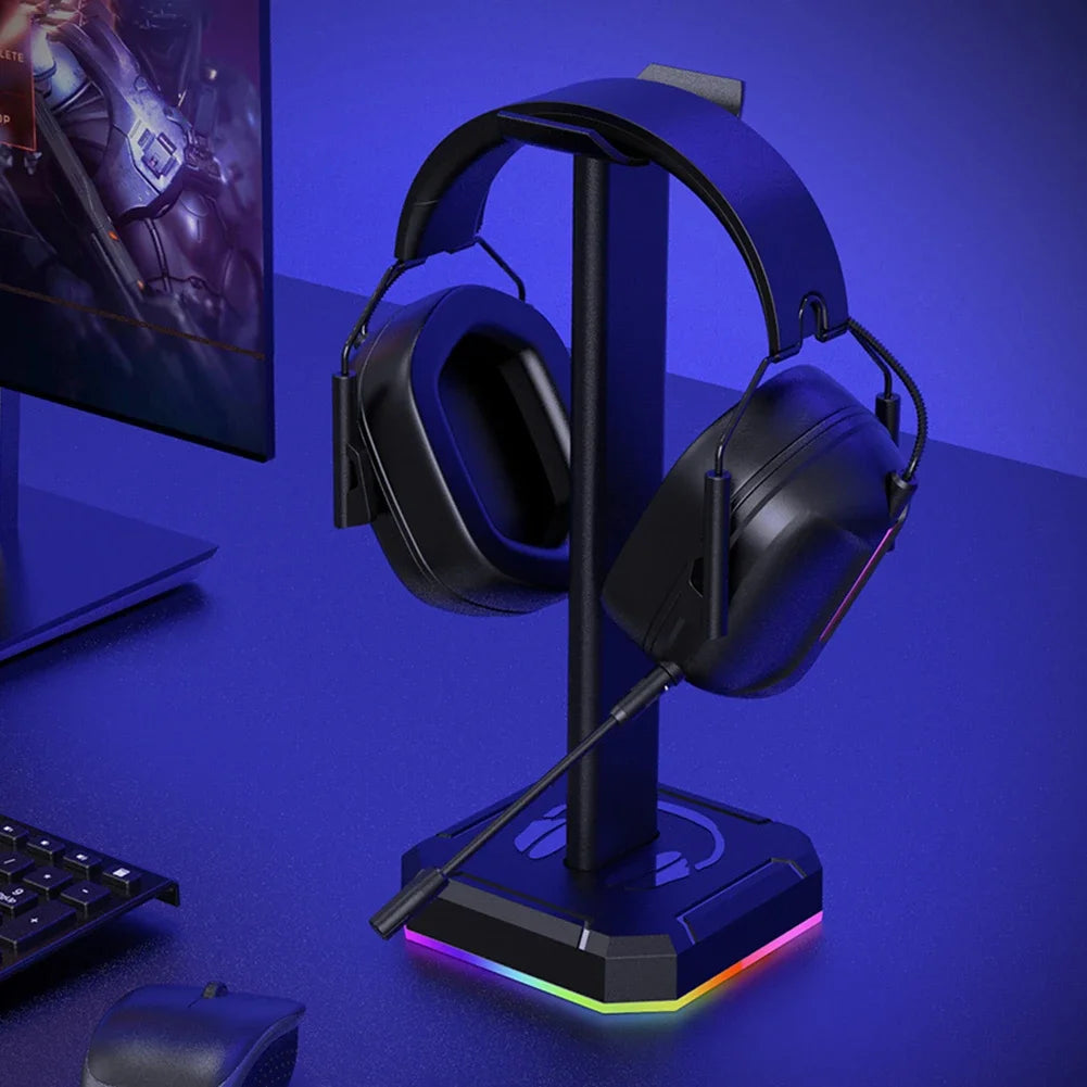 Headset Support Stand Space Saving Desktop Organizer Vertical Bracket Hanger RGB Backlight Headphone Stand Holder Rack