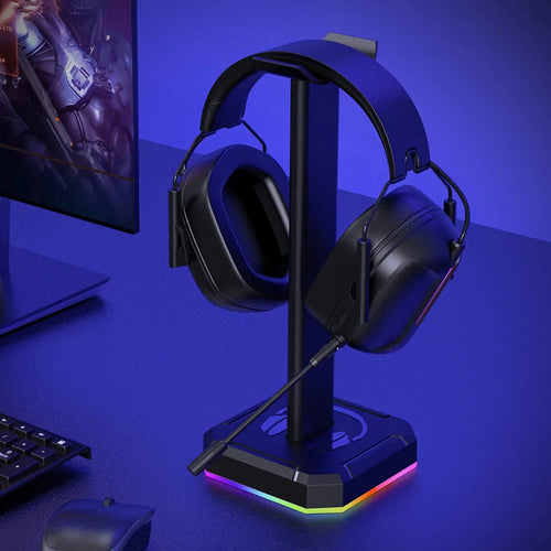 Headset Support Stand Space Saving Desktop Organizer Vertical Bracket Hanger RGB Backlight Headphone Stand Holder Rack