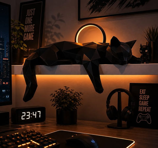 Geometric Cat Statue-Modern Room Decor