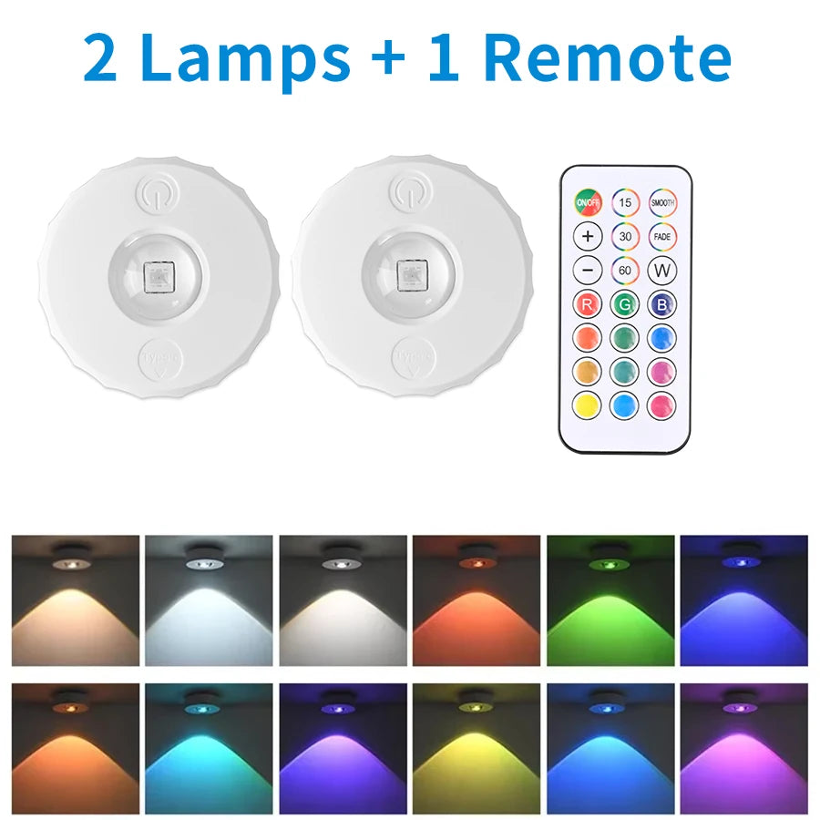 Remote Control RGB Cabinet Lights Rechargeable Wireless Lamp Night Light LED Lights for Kitchen Display Shelf Closet Bedroom