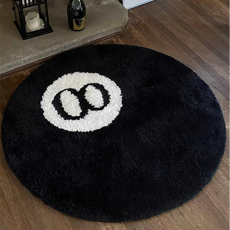 8 Ball Plush Rug – Soft Round Gaming Room Carpet