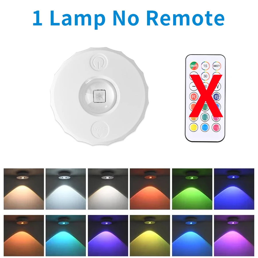 Remote Control RGB Cabinet Lights Rechargeable Wireless Lamp Night Light LED Lights for Kitchen Display Shelf Closet Bedroom