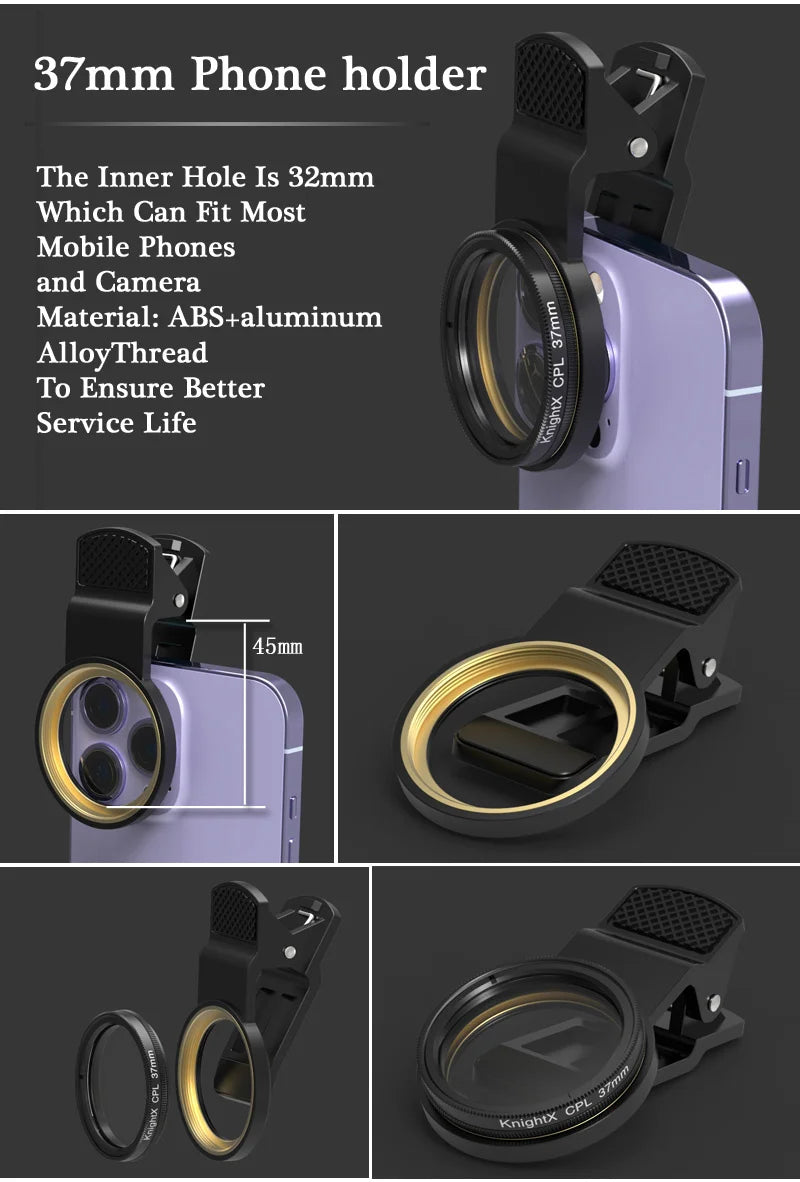 KnightX all mobile phone 37mm 49mm 52mm 55mm 58mm Camera Macro Lens CPL Star Variable ND Filter phone level photography