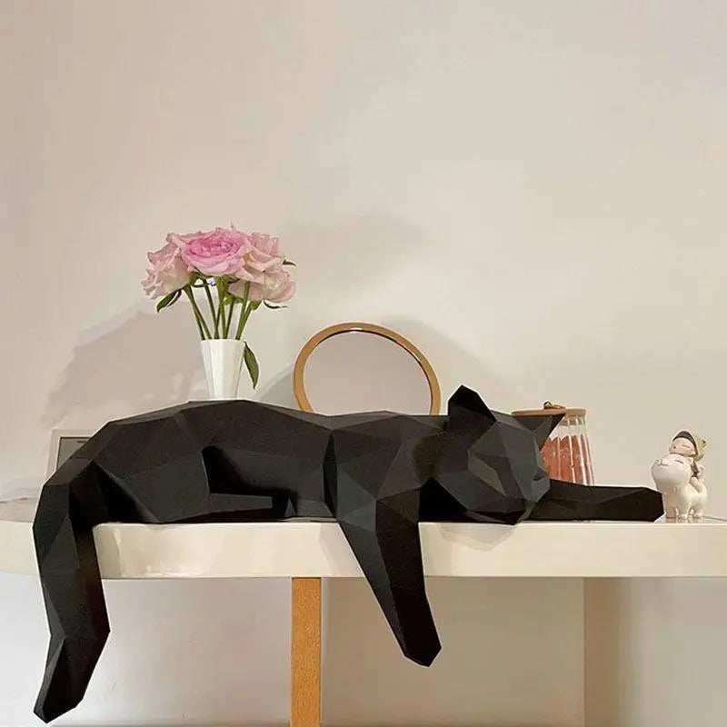 Geometric Cat Statue-Modern Room Decor