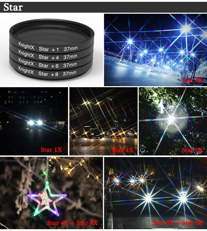 KnightX all mobile phone 37mm 49mm 52mm 55mm 58mm Camera Macro Lens CPL Star Variable ND Filter phone level photography