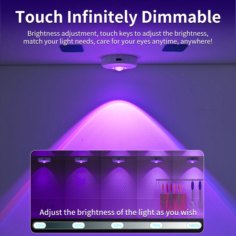 Remote Control RGB Cabinet Lights Rechargeable Wireless Lamp Night Light LED Lights for Kitchen Display Shelf Closet Bedroom